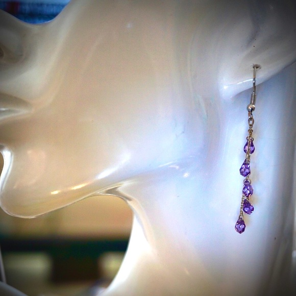 Genuine Amethyst Briolettes and Sterling Silver Earrings - Picture 1 of 5